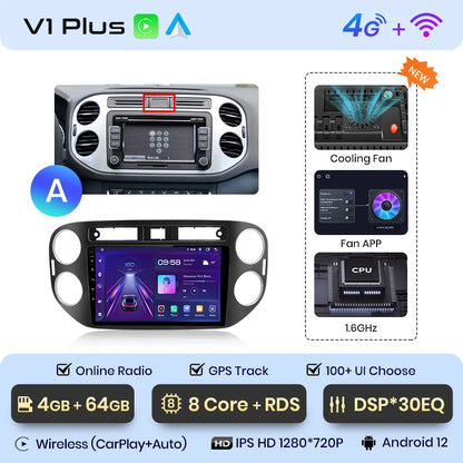 Junsun V1pro AI Voice 2 DIN Android Auto Radio para VW Volkswagen Tiguan 1 NF 2006-2016 Carplay Car Multimedia GPS 2 DIN autorradio 