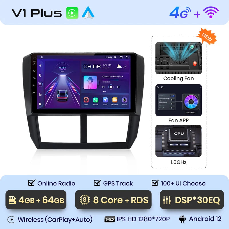 Junsun V1pro AI Voice 2din Android Auto Radio for Subaru Forester 3 SH Impreza 2007-2013 Carplay 4G Car Multimedia GPS autoradio