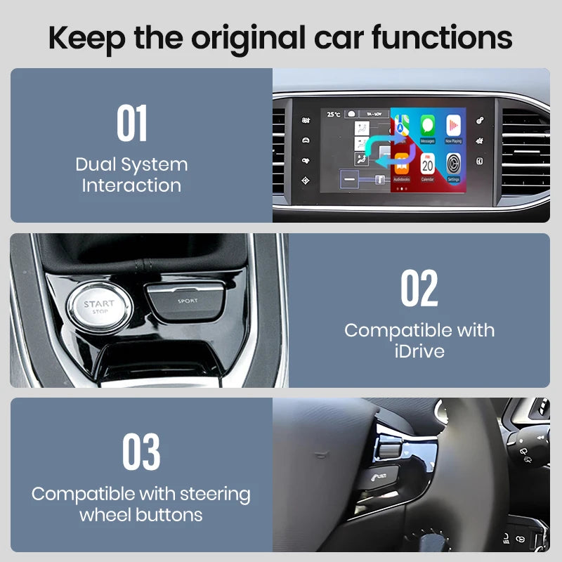 Junsun Wireless Carplay Android Auto Decoder Module for Peugeot Citroen SMEG MRN Picasso C4 C5 DS4 DS3 308 508 208 3008