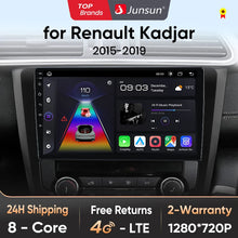 Radio Junsun V1 Plus para Renault Kadjar 2015-2019 con CarPlay inalámbrico, Android Auto, sistema inteligente, 2 DIN, DVD. 