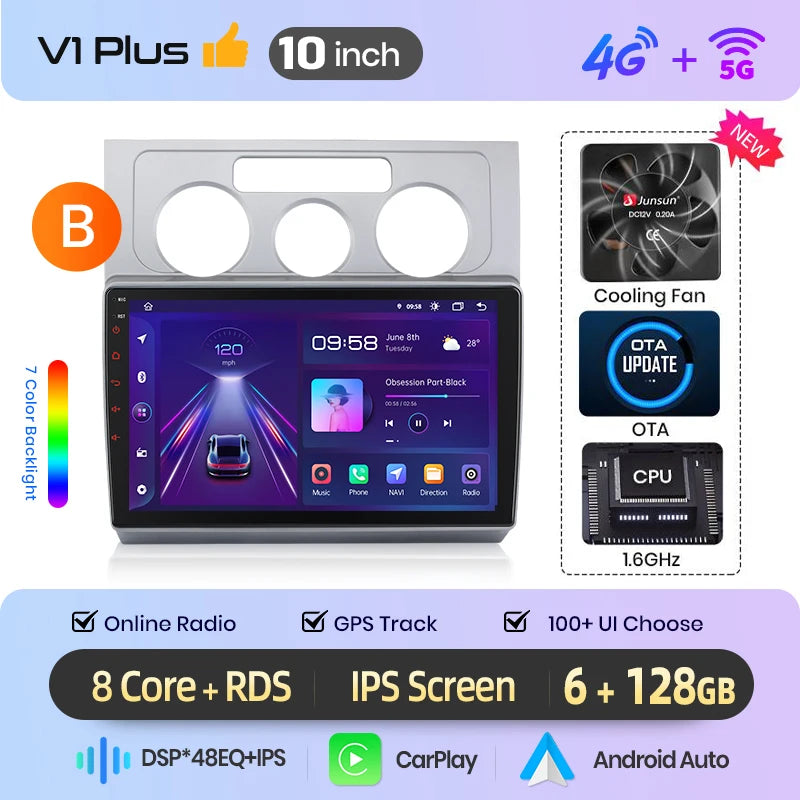Junsun Wireless CarPlay Car Radio For Volkswagen Touran 1 2003 - 2010 Android Multimedia