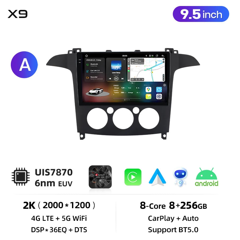 Junsun Wireless CarPlay Car Radio For Ford S-Max S max 2007 2008 2009-2015 Android Multimedia