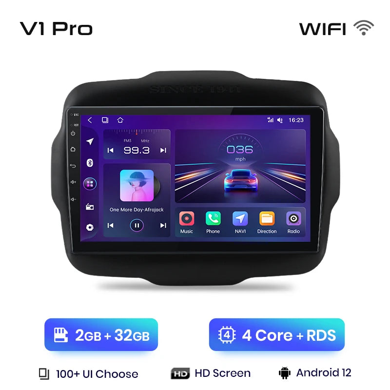 Junsun V1 AI Voice Wireless CarPlay Android Auto Radio For Jeep Renegade 2016-2020 4G Car Multimedia GPS 2din autoradio