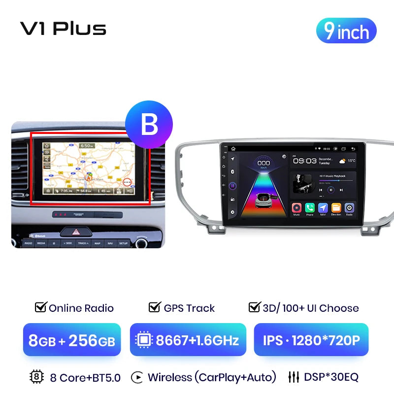 Junsun V3 Plus 2K Android 13 Wireless CarPlay Android Auto Car Intelligent Systems for Kia Sportage 4 QL 2018-2021 Autoradio