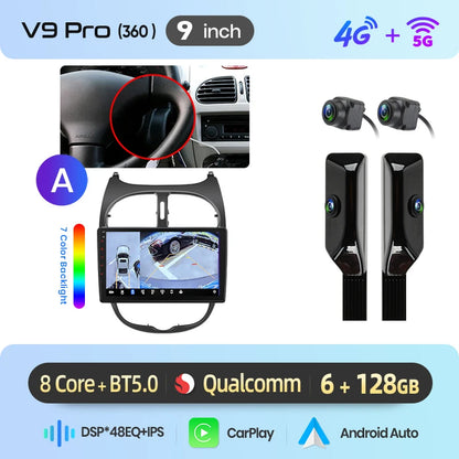 Junsun Wireless CarPlay Car Radio For Peugeot 206 2001 2002 2003 2004-2008 Android Multimedia