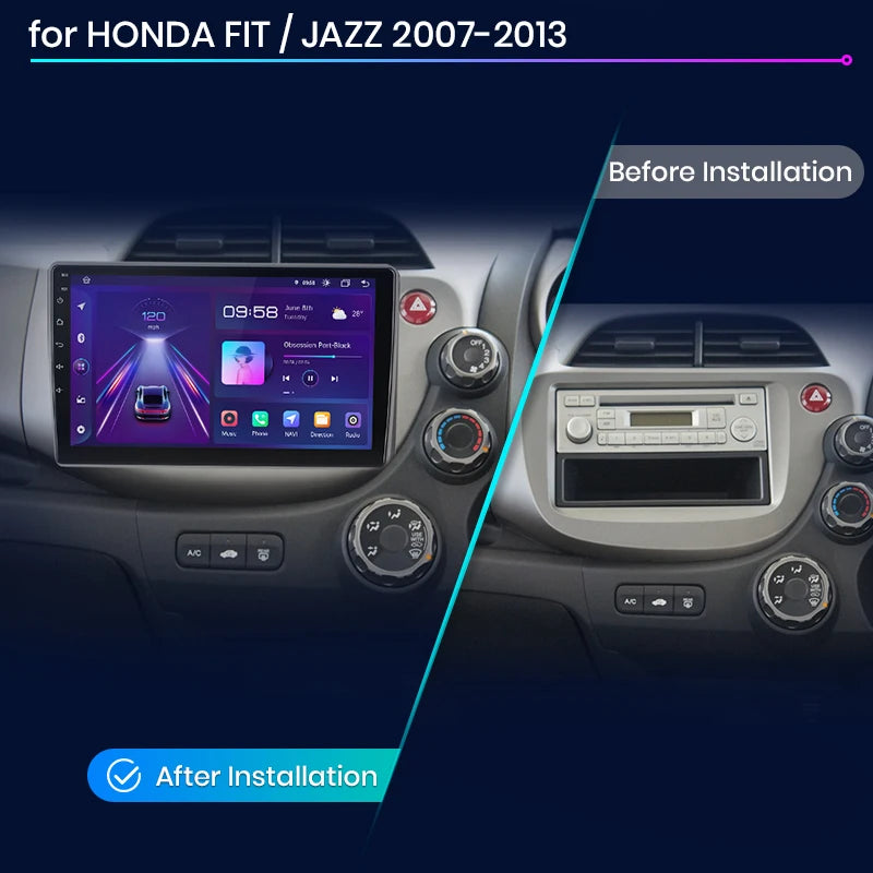 Junsun V1pro Android 10 AI Voice 4G Carplay RDS Radio de coche multimedia GPS para Honda Fit Jazz 2007-2013 2DIN autorradio bluetooth 
