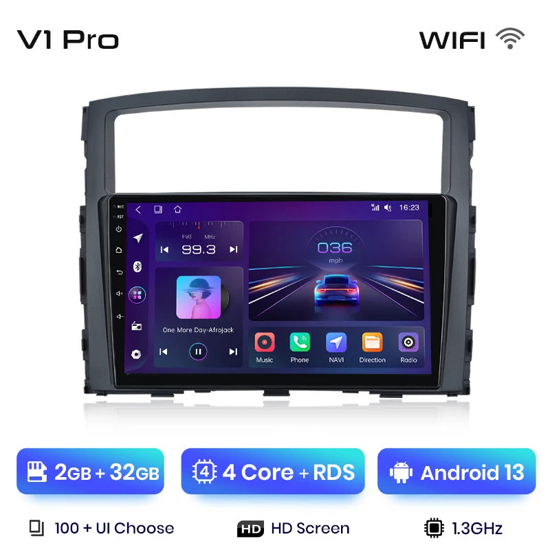 Radio Junsun V1 Plus para Mitsubishi Pajero 4 V80 V90 2006-2014 con CarPlay inalámbrico, Android Auto, 2 DIN, DVD. 