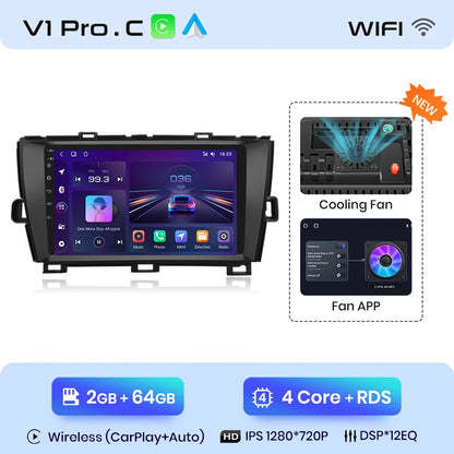 Radio Junsun inalámbrica Android para Toyota Prius 2009-2016, 4G, GPS, 2DIN 