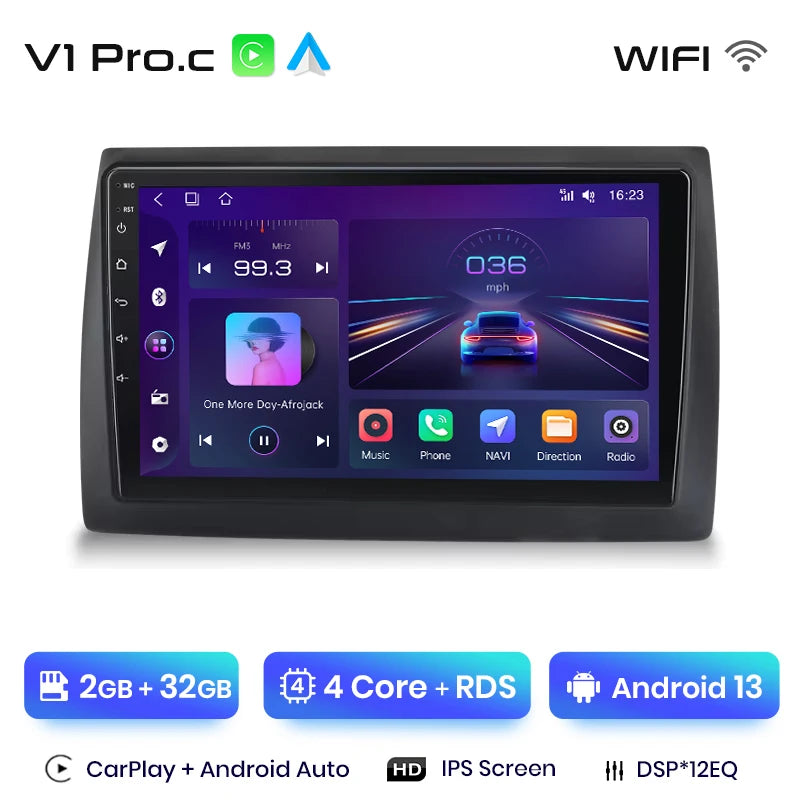 Radio Junsun V1 Plus para Fiat Stilo 2001-2010 con CarPlay inalámbrico, Android Auto, sistema inteligente para coche, 2 DIN, DVD. 