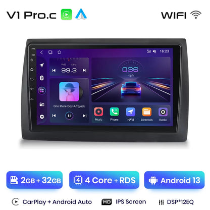Radio Junsun V1 Plus para Fiat Stilo 2001-2010 con CarPlay inalámbrico, Android Auto, sistema inteligente para coche, 2 DIN, DVD. 