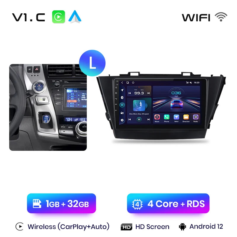 Junsun V1 AI Voice Wireless CarPlay Android Auto Radio for Toyota Prius Plus V Alpha 2012-2017 Car Multimedia GPS 2din autoradio