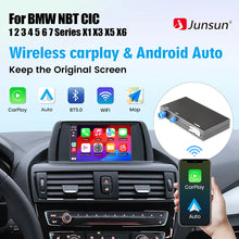 Load image into Gallery viewer, Junsun Wireless CarPlay Android For BMW NBT CIC System 1 2 3 4 5 Series X1 X3 X4 X5 F20 F21 F30 F31 F34 F10 F48 F25 F26 F10 E84
