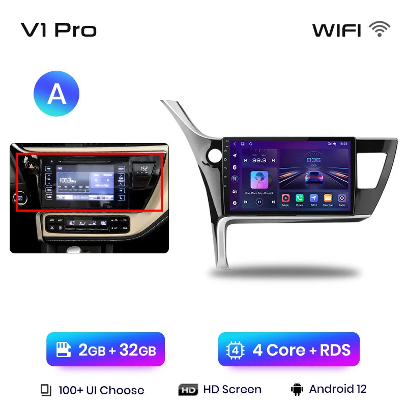 Junsun V1pro AI Voice Car Radio Android Auto Multimedia For Toyota Corolla 11 Auris E180 2017 - 2019 CarPlay GPS 2din autoradio