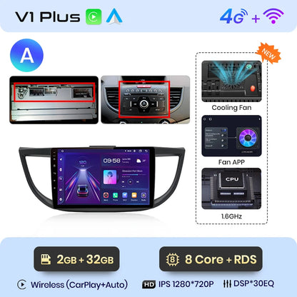 Junsun V1pro AI Voice 2 din Android Auto Radio para Honda CRV CR-V 2012-2016 Carplay coche Multimedia GPS 2din autoradio 