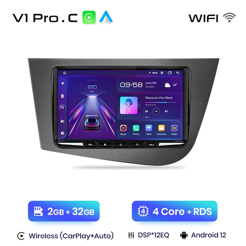 Radio Junsun con Android y voz AI para Seat Leon MK2 (2005, 2006, 2007-2012), Carplay, multimedia, RDS, DSP, GPS, sin autorradio 2DIN. 