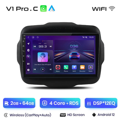 Junsun V1 AI Voice - Radio inalámbrica CarPlay Android para Jeep Renegade 2016-2020, 4G, GPS, 2DIN 