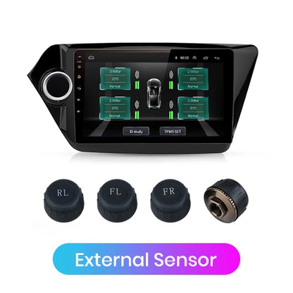 Sistema de alarma de monitoreo de presión de neumáticos USB Junsun TPMS con 4 sensores internos para navegación con reproductor de DVD y Android Junsun 