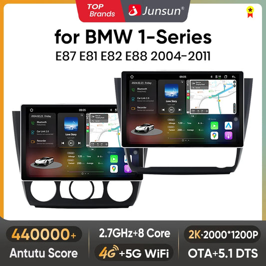 Junsun V3 Plus 2K CarPlay inalámbrico Android Auto Sistemas inteligentes para BMW Serie 1 E87 E81 E82 E88 2004-2011 Autoradio 