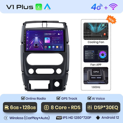 Junsun V1pro AI Voice - Radio para coche, reproductor multimedia Android Auto para Suzuki Jimny 3 2005-2019, Carplay 4G RDS 2DIN, GPS, autorradio 