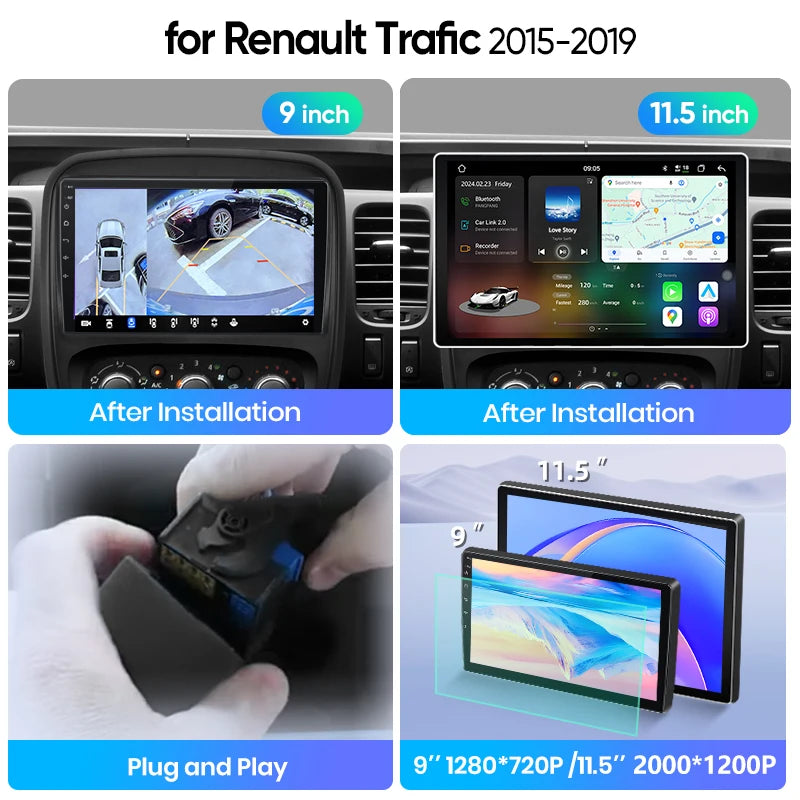 Junsun Wireless CarPlay Car Radio For Renault Trafic 2015 2016 2017 2018 2019 Android Multimedia