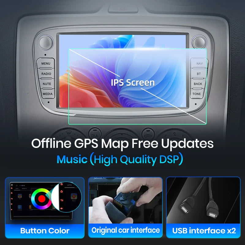 Junsun Wireless CarPlay Car Radio For Ford Focus 2 Mondeo S-Max 2008-2011 Android Multimedia