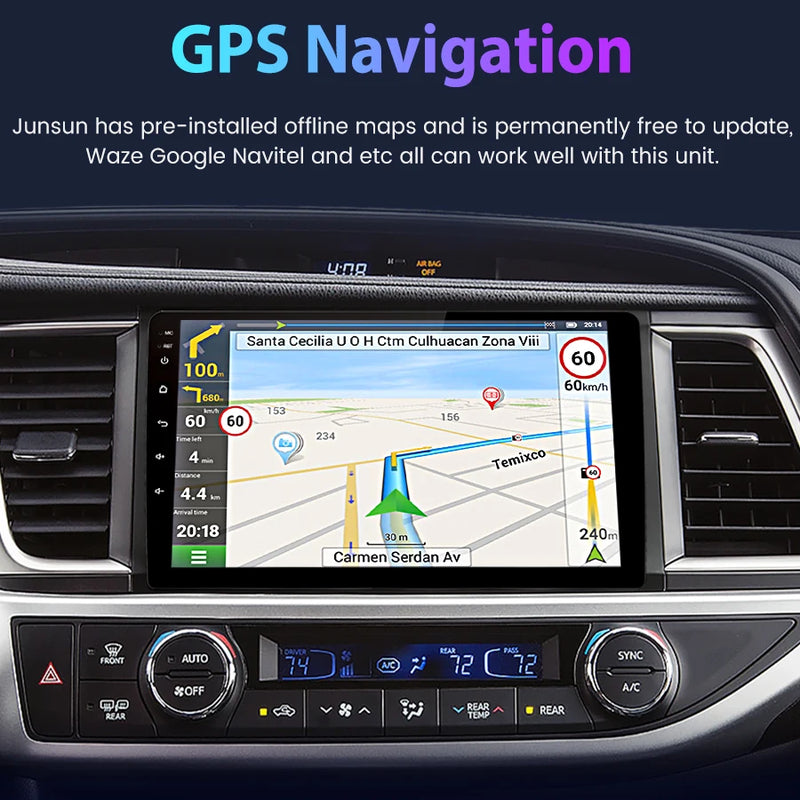 Junsun Car Radio For Toyota Highlander 2014-2019 Built in Carplay Android Auto Car Stereo Android Head Unit WiFi GPS Navigation