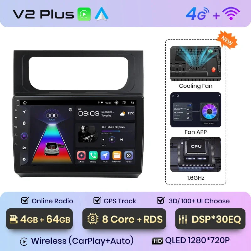 Junsun CarPlay inalámbrico Android Auto Radio para VOLKSWAGEN TOURAN 2011 2012 2013-2015 Sistemas inteligentes para coche RDS BT WiFi 2 DIN 