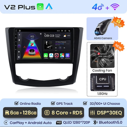 Radio Junsun V1 Plus para Renault Kadjar 2015-2019 con CarPlay inalámbrico, Android Auto, sistema inteligente, 2 DIN, DVD. 