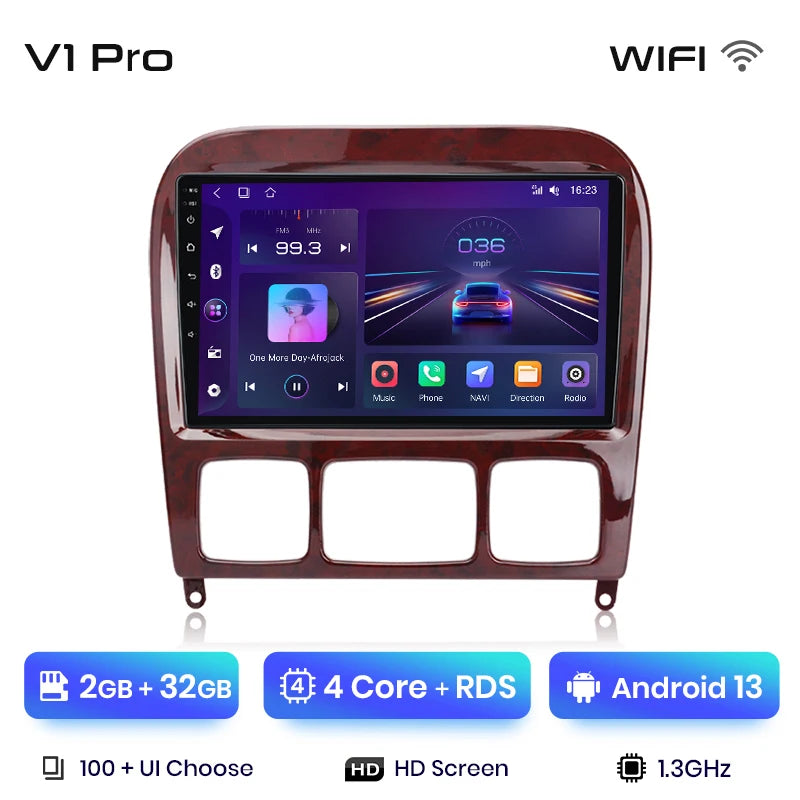 Radio Junsun V1 Plus para Mercedes Benz Clase S W220 1998-2005 con CarPlay inalámbrico, Android Auto, 2 DIN, DVD. 