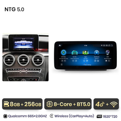 Junsun KSW Qualcomm 665 CarPlay For Apple Car Radio Multimedia For Mercedes-Benz C Class W204 S205 C204 2007-2018 4G WiFi Stereo