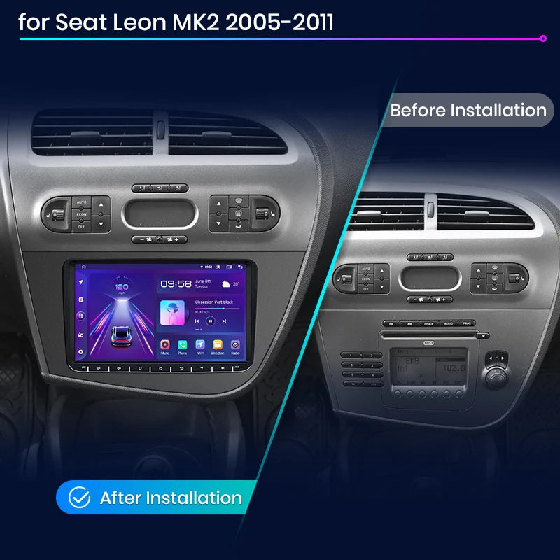 Radio Junsun con Android y voz AI para Seat Leon MK2 (2005, 2006, 2007-2012), Carplay, multimedia, RDS, DSP, GPS, sin autorradio 2DIN. 