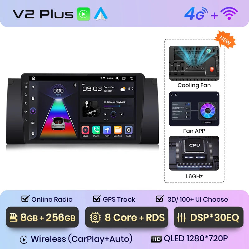 Junsun V1 Plus AI Voice Android Auto Radio para BMW E53 Carplay 4G Car Multimedia GPS 2DIN Autoradio 