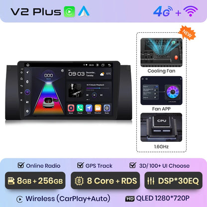Junsun V1 Plus AI Voice Android Auto Radio para BMW E53 Carplay 4G Car Multimedia GPS 2DIN Autoradio 