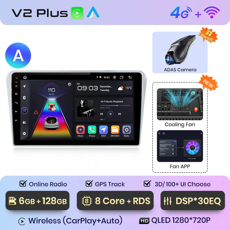 Junsun V1pro AI Voice 2 DIN Android Auto Radio para Toyota Avensis T25 2002-2008 Carplay Car Multimedia GPS 2 DIN autorradio 