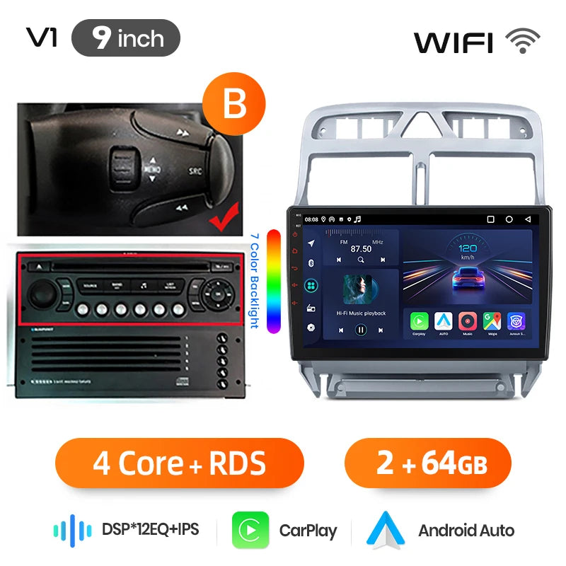 Junsun Wireless CarPlay Car Radio For Peugeot 307 307CC 307SW 2002 2003-2013 Android Multimedia