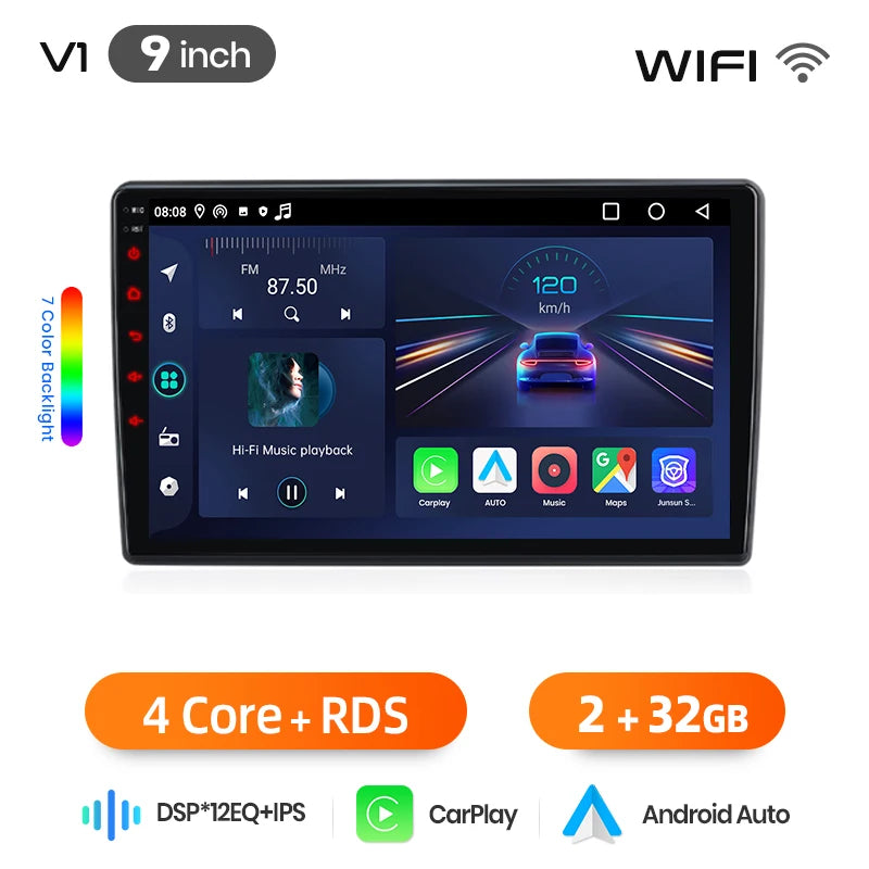 Junsun Wireless CarPlay Car Radio For VW Golf 4 Passat POLO Transport T5 Multivan Seat Jetta Android Multimedia