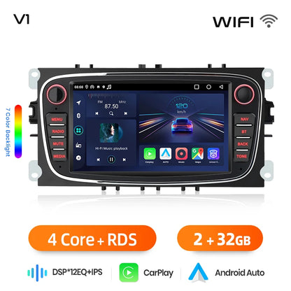 Junsun Wireless CarPlay Car Radio For Ford Focus 2 Mondeo S-Max 2008-2011 Android Multimedia