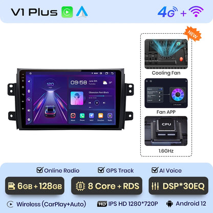 Junsun V1pro Android Autoradio für Suzuki SX4 2006–2013, für Fiat Sedici 2005–2014, Carplay 4G, Auto-Multimedia, GPS, 2-Din-Autoradio 