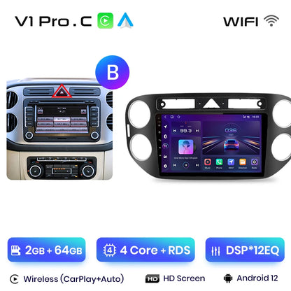 Junsun V1pro AI Voice 2 DIN Android Auto Radio para VW Volkswagen Tiguan 1 NF 2006-2016 Carplay Car Multimedia GPS 2 DIN autorradio 