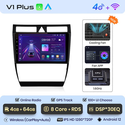 Junsun V1 AI Voice Wireless CarPlay Android Auto Radio For Audi A6 C5 1997-2004 S6 RS6 4G Car Multimedia GPS 2din autoradio
