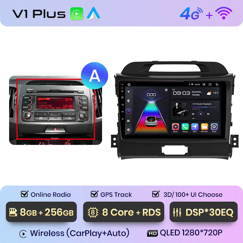 Junsun V1pro AI Voice 2 din Android Auto Radio For KIA Sportage 3 2010-2016 Carplay 4G Car Multimedia GPS 2din autoradio