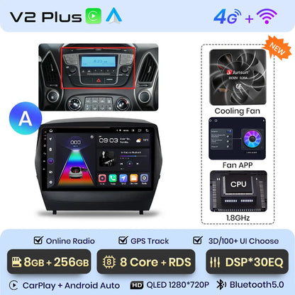 Radio Junsun para Hyundai Tucson 2 ix35 2009-2015 con CarPlay inalámbrico, Android Auto, sistema inteligente para coche, 2 DIN, DVD. 