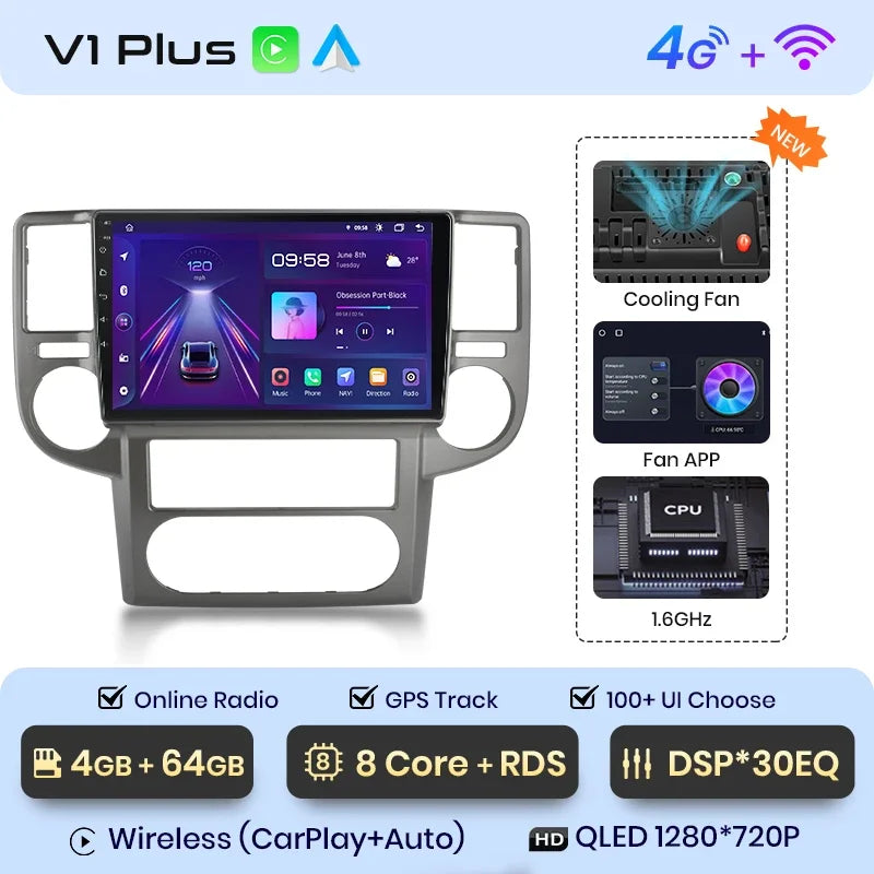 Junsun CarPlay inalámbrico Android Auto Radio para NISSAN X-TRAIL Xtrail 2003 2004-2007 Sistemas inteligentes para coche RDS BT WiFi 2 DIN 