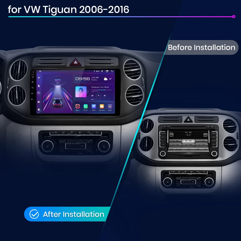 Junsun V1pro AI Voice 2 DIN Android Auto Radio para VW Volkswagen Tiguan 1 NF 2006-2016 Carplay Car Multimedia GPS 2 DIN autorradio 