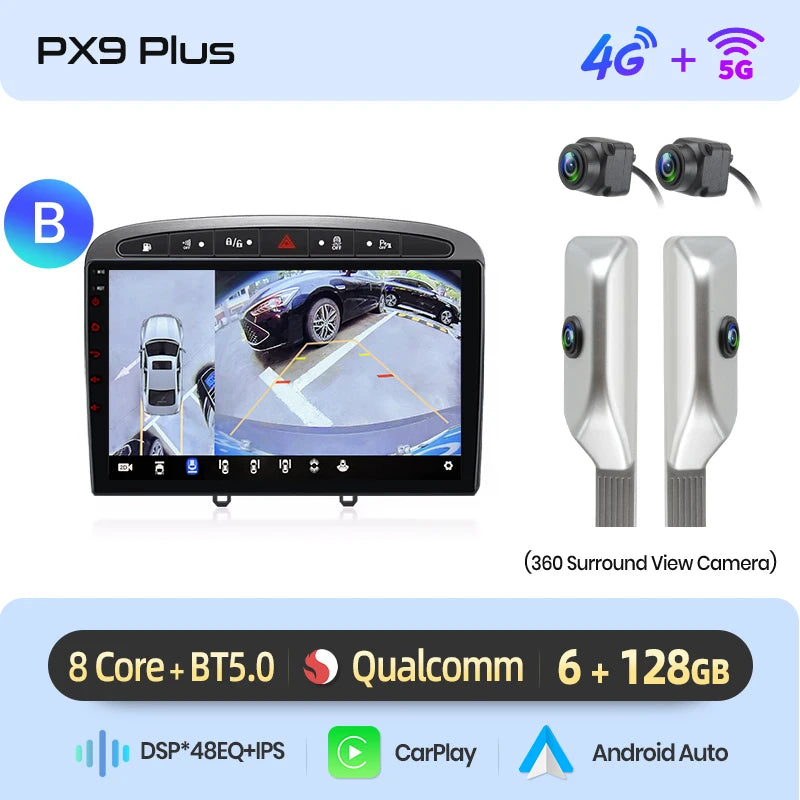 Junsun Android Wireless CarPlay Auto Car Radio For Peugeot 308 308SW 408 2012-2020 Car Intelligent Systems DSP SWC RDS GPS FM BT