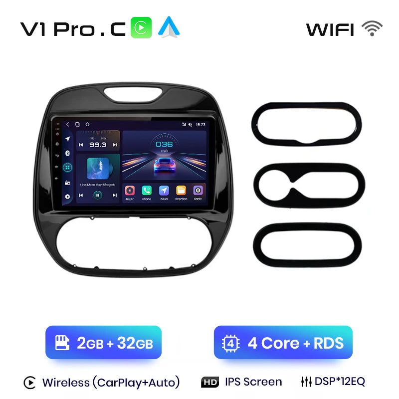 Junsun V1 AI Voice - Radio inalámbrica CarPlay Android para Renault Captur Kaptur 2016-2019, 4G, GPS, 2DIN 