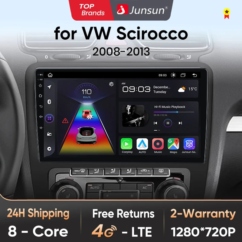 Junsun V1pro AI Voice 2 din Android Auto Radio For VW Volkswagen Scirocco 2008-2013 Carplay 4G Car Multimedia GPS 2din autoradio