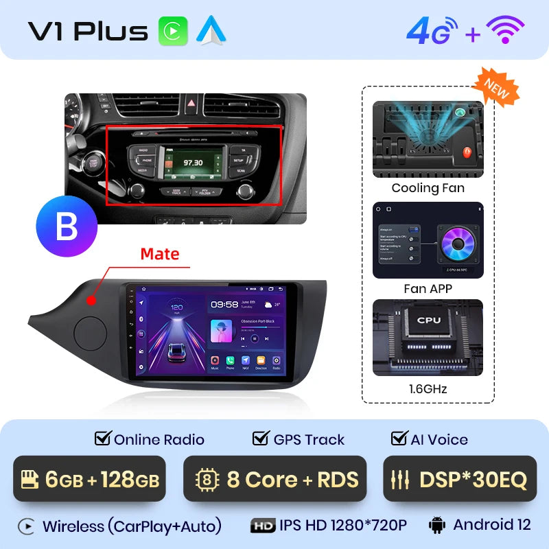 Junsun V1pro AI Voice 2 DIN Android Auto Radio para KIA CEED JD Cee'd 2012-2018 Carplay Car Multimedia GPS 2 DIN autorradio 