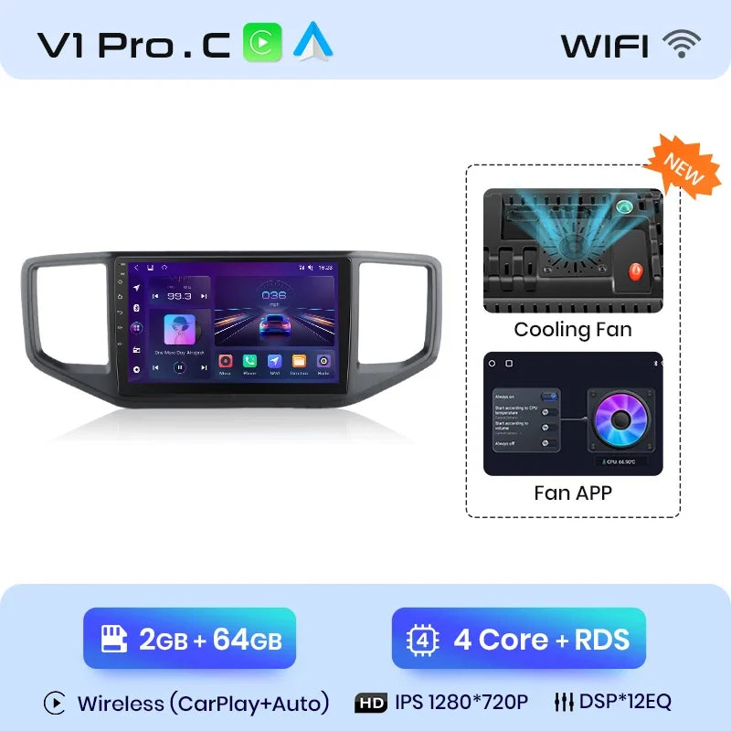 Junsun CarPlay inalámbrico Android Auto Radio para VOLKSWAGEN AMAROK 2017 Sistemas inteligentes para coche RDS BT WiFi 2 DIN 