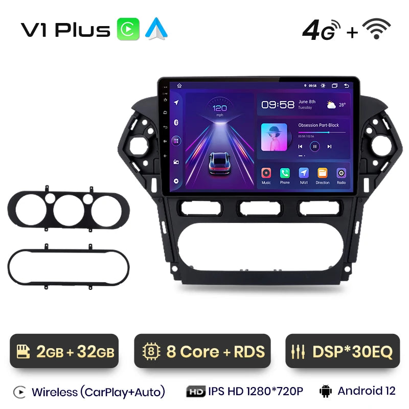 Junsun V1 AI Voice Wireless CarPlay Android Auto Radio For Ford Mondeo 4 mk4 2010-2013 2014 4G Car Multimedia GPS 2din autoradio